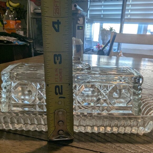 Vintage Federal Glass Windsor Butter Dish Clear Pressed Glass Mid Century - Picture 3 of 7